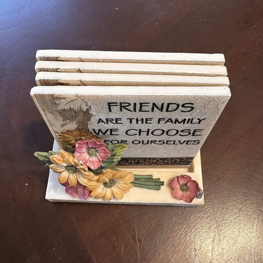 Floral Friends Family We Choose For Ourselves Coasters with Holder - Picture 2 of 7